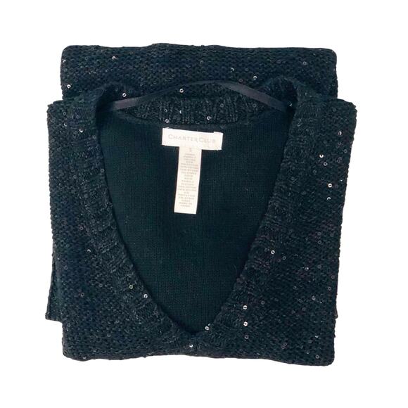 Charter Club Black Sparkle Tunic Sweater V Neck Long Sleeve - Picture 13 of 16